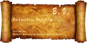 Belosics Vulfia névjegykártya